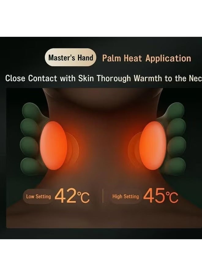 كوراكس تكييف الرقبة والكتفين مع التدفئة، ثلاثة مستويات تدليك، تكييف أنسجة عميقة 4D بدون سلك، وسادة تدليك شياتسو للرقبة والكتفين لتخفيف آلام الرقبة والعضلات الخلفية والساقين، هدية للرجال والنساء باللون الأخضر الداكن - Image 3